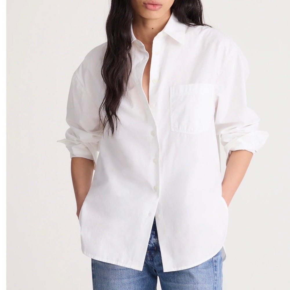 Madewell White Button-Down Cotton Shirt